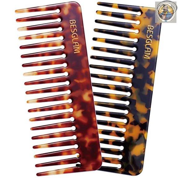 Wide Tooth Detangling Comb for Thick Hair (2 Pack)