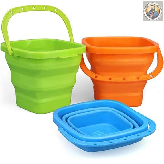 Jumbo 3L Beach Sand Buckets for Kids (3-Pack)