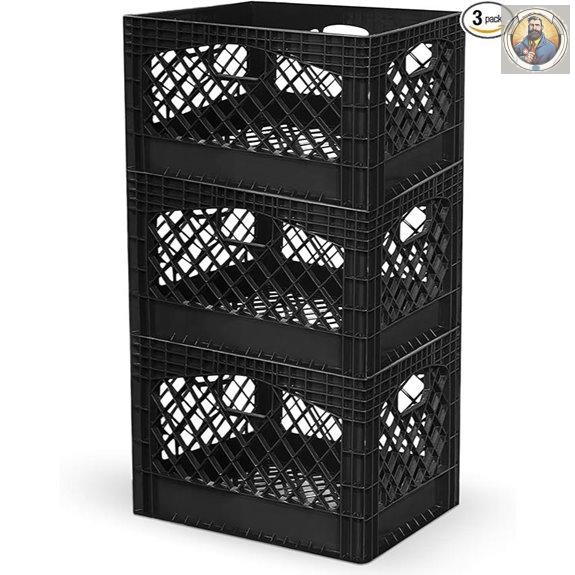 Juggernaut Storage 3-Pack 24-Quart Plastic Milk Crates