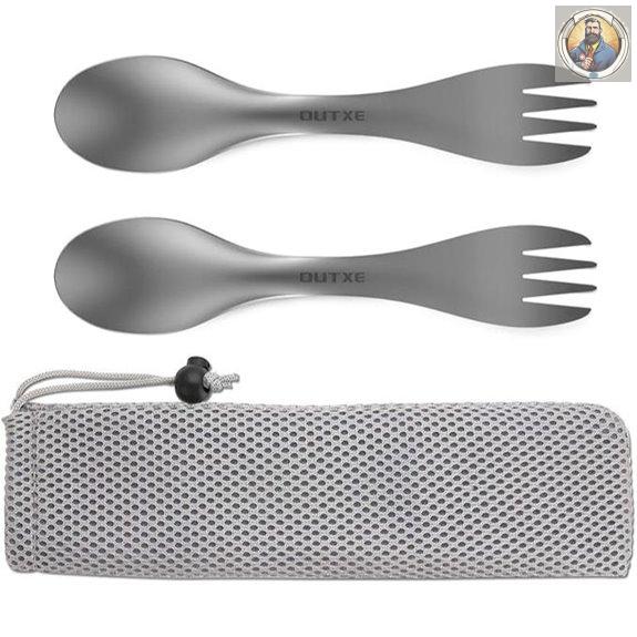 OUTXE Titanium 2-in-1 Camping Utensil Set