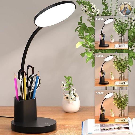 LED Desk Lamp with Touch Control and Pen Holder