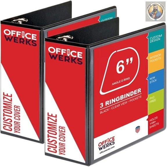 Performore 2-Pack 6-Inch Locking D-Ring Binders