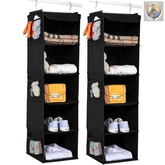 BrilliantJo 2-Pack Hanging Closet Organizer (Black)
