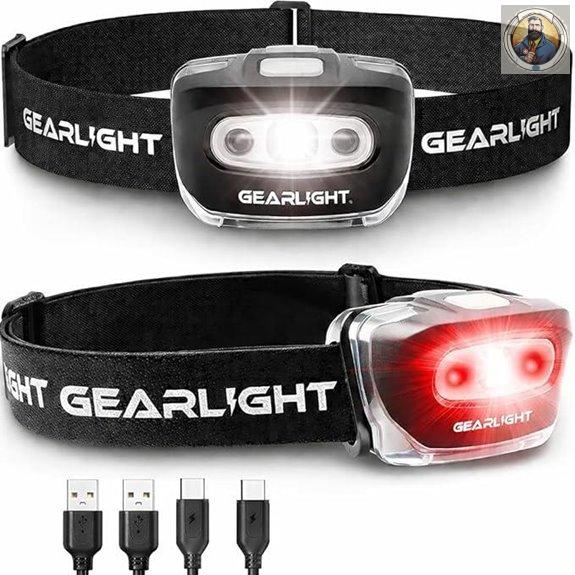 Gearlight USB Rechargeable Headlamp 2 Pack