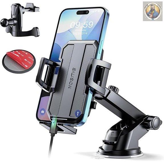 SUUSON 3-in-1 Car Phone Holder with Powerful Suction