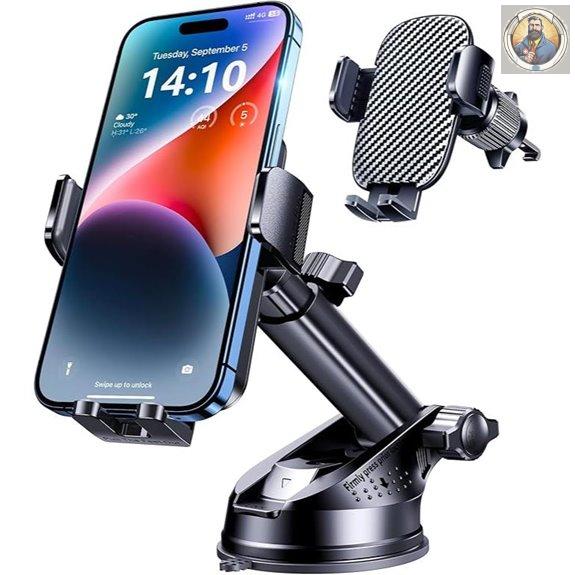 GUWEZ 3-in-1 Car Phone Holder with Strong Suction