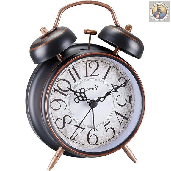 FLOITTUY Retro Twin Bell Alarm Clock with Backlight