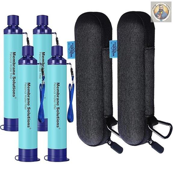 Membrane Solutions Water Filter Straws (4 Pack) with Cases