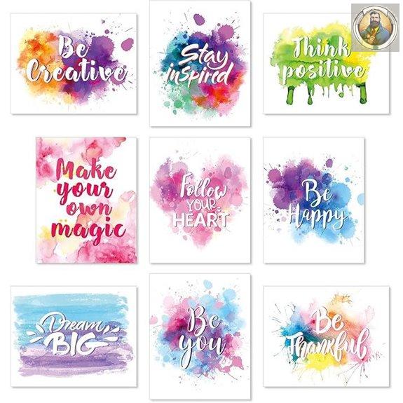 Outus 9 Watercolor Inspirational Wall Art Prints