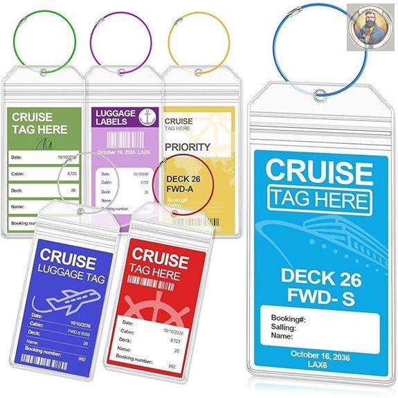 Cruise Luggage Tag Holder - 6 Pack Waterproof PVC