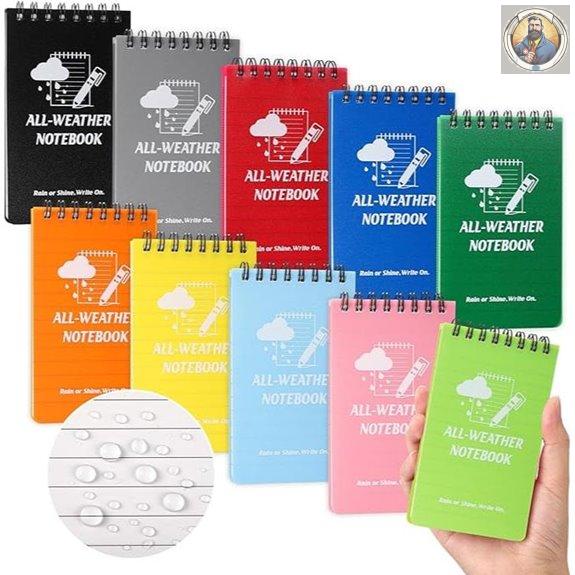 10 Pack Waterproof Pocket Notebooks with Lined Pages