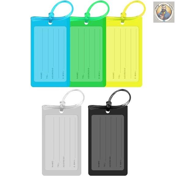 5 Pack Waterproof Silicone Luggage Tags with ID