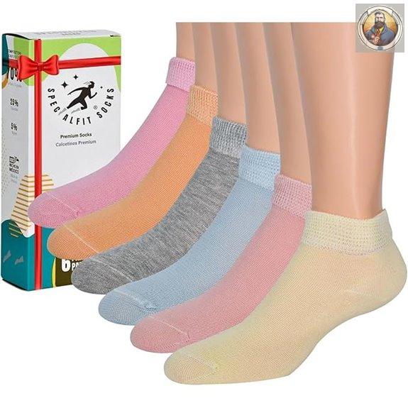 Diabetic Women's Thin Socks (6 Pairs Size 5-9)